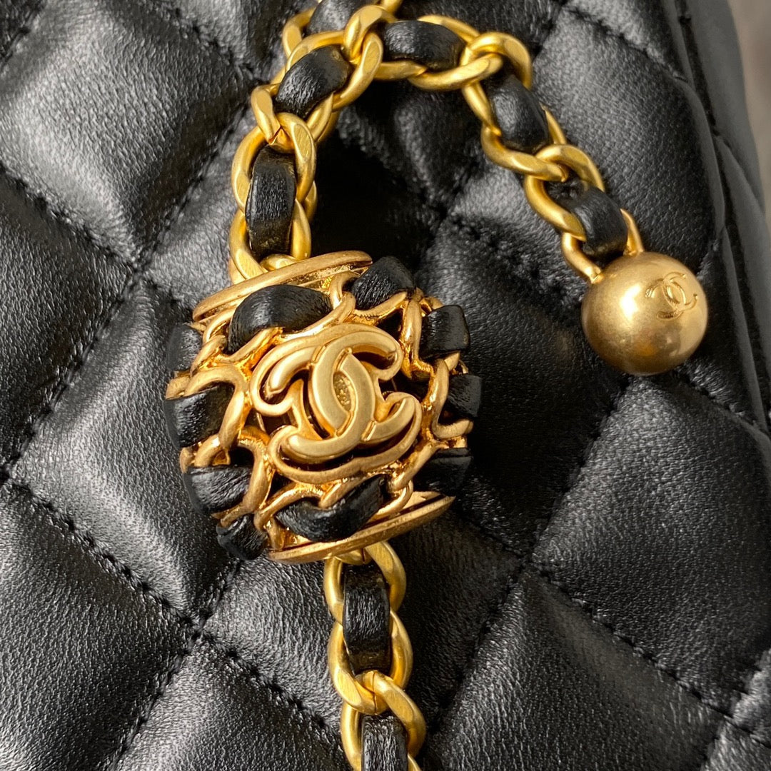 Pearl-Chain Quilted Hobo Mini Bag