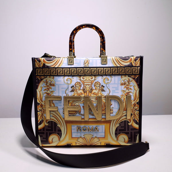 Fendace Sunshine Shopper Tote – Luxury Inspired Blue Baroque Design