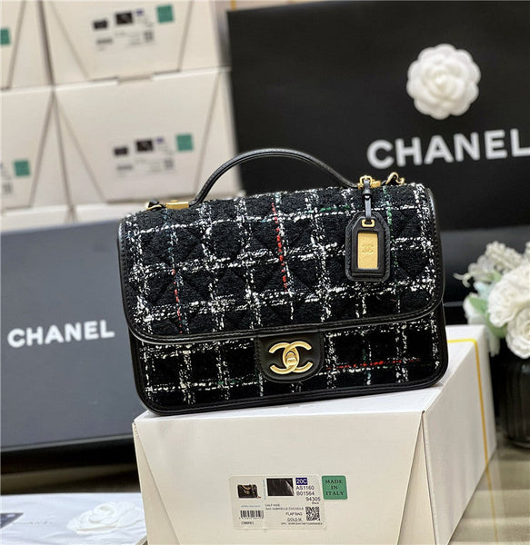 Tweed School Memory Small Top Handle Flap Bag