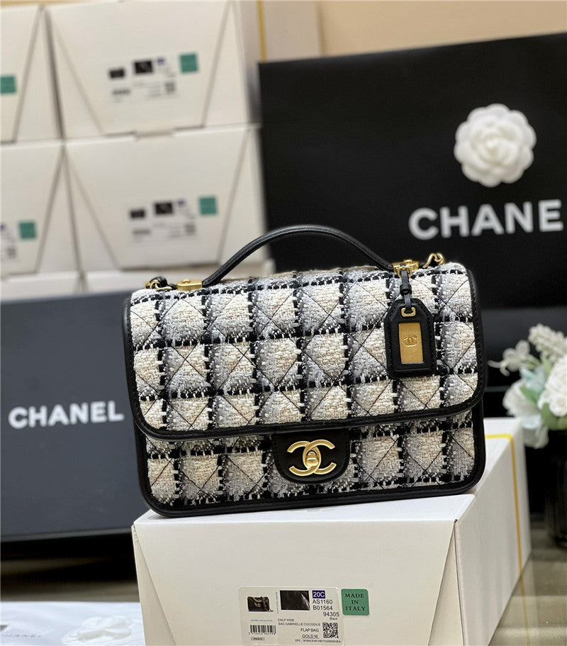 Tweed School Memory Small Top Handle Flap Bag