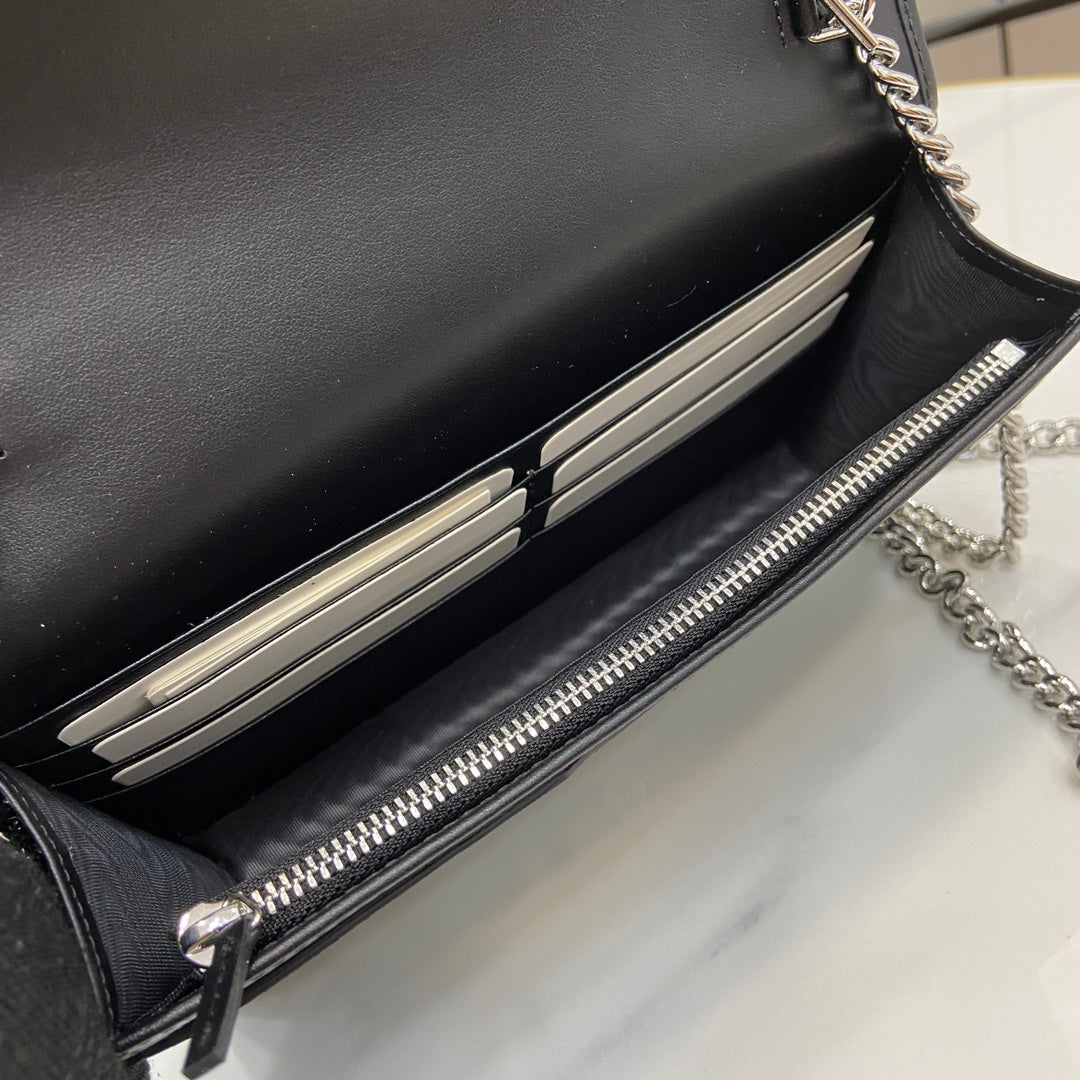 Monogram Canvas Chain Wallet with Double Emblem