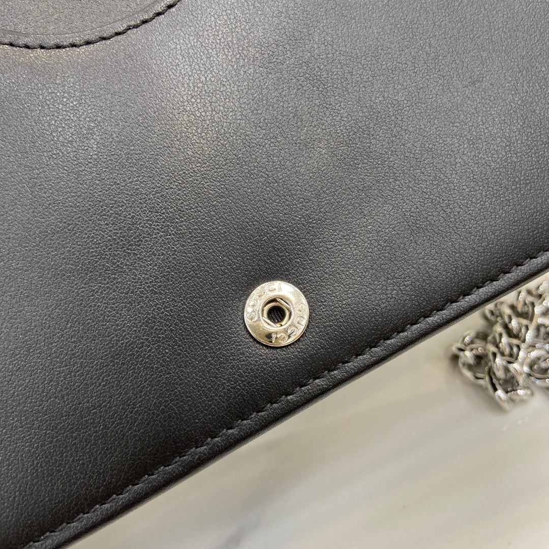 Monogram Canvas Chain Wallet with Double Emblem