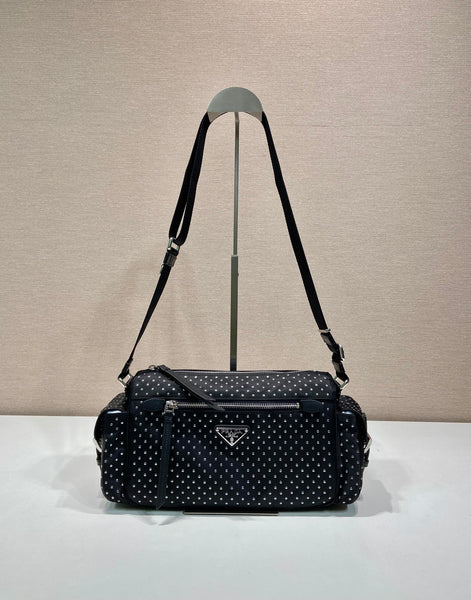 Studded Re-Nylon Shoulder Bag – Fashionable Rivet Design