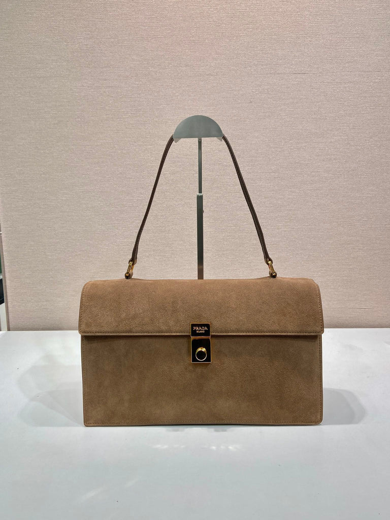Soft Sound Suede Shoulder Bag with Sheepskin Interior