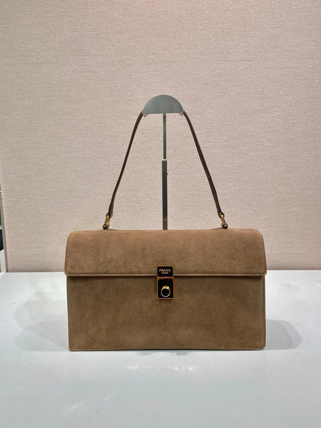 Soft Sound Suede Shoulder Bag with Sheepskin Interior