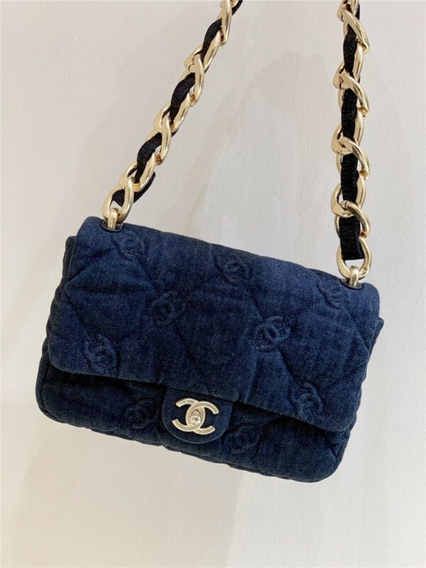 22S Denim Quilted CC Flap Bag