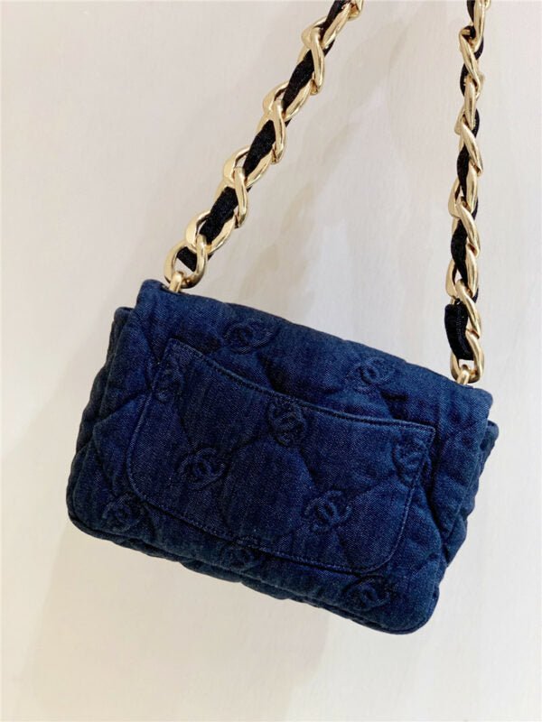 22S Denim Quilted CC Flap Bag