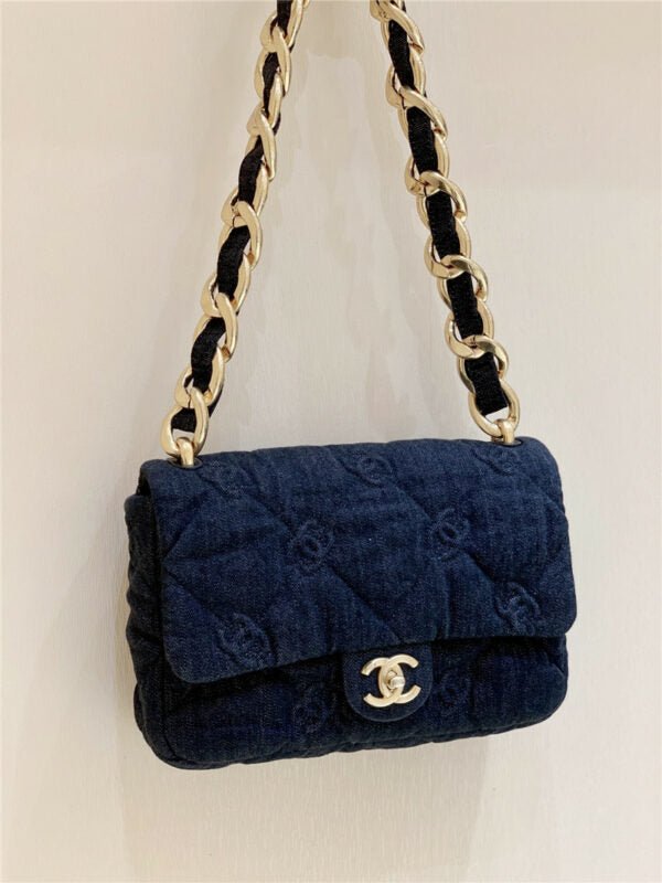 22S Denim Quilted CC Flap Bag
