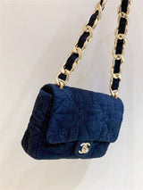 22S Denim Quilted CC Flap Bag