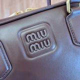 Arcadie Brown Leather Bowling Bag – Designer Inspired Bags