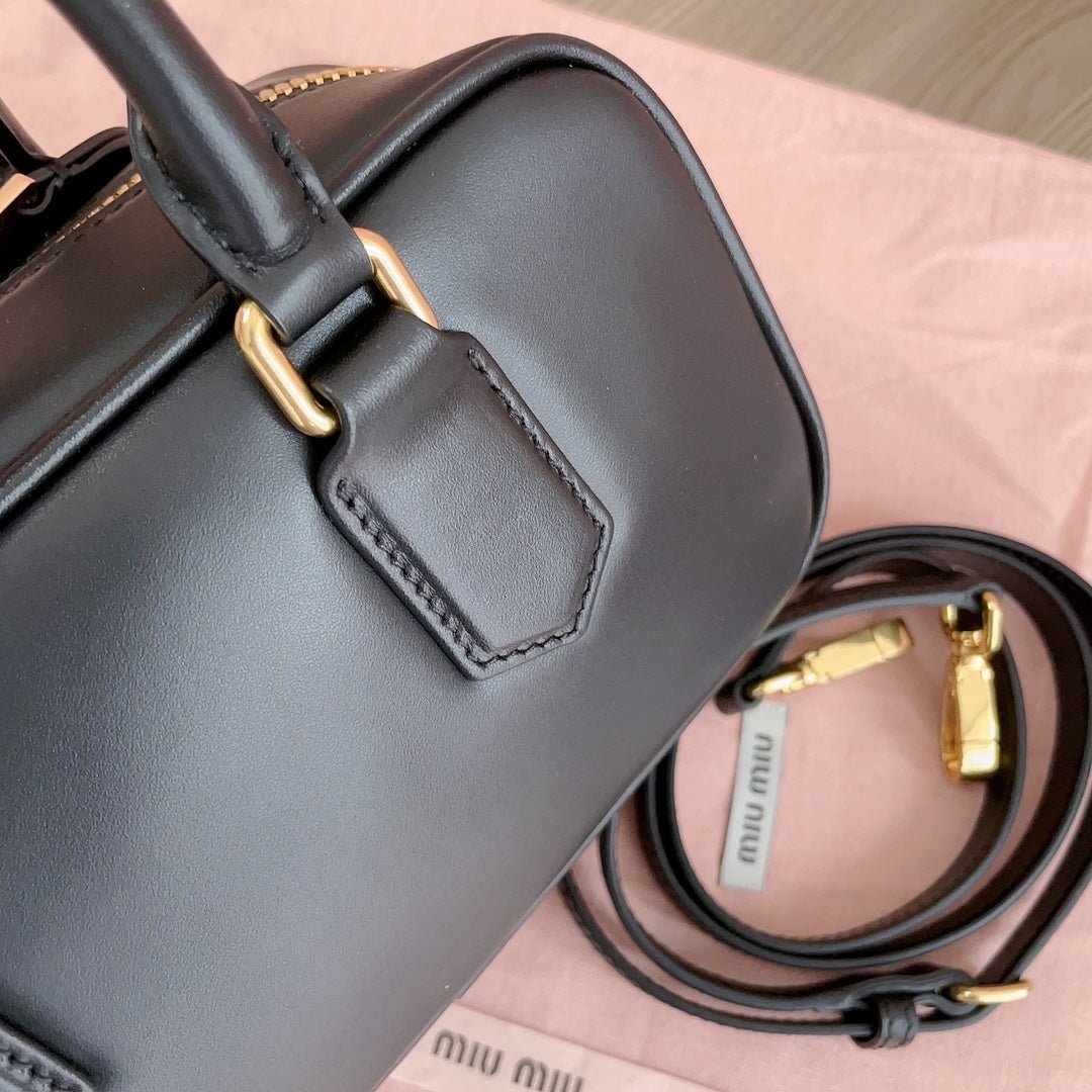 Arcadie Quilted Leather Bowling Bag 22 – Designer Inspired Handbag