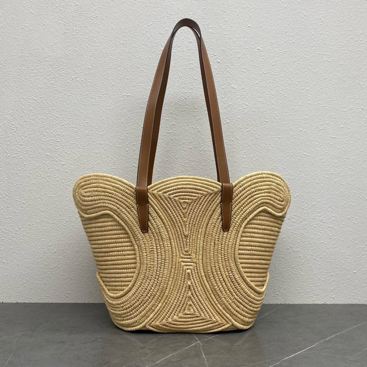 Braided Tote in Raffia and Calfskin