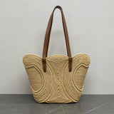 Braided Tote in Raffia and Calfskin