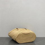 Braided Tote in Raffia and Calfskin