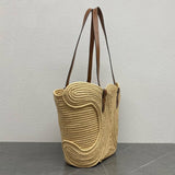 Braided Tote in Raffia and Calfskin