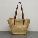 Braided Tote in Raffia and Calfskin