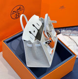 Classic Birkin 20 Sellier Faubourg Snow Handbag