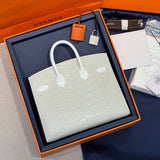 Classic Birkin 20 Sellier Faubourg Snow Handbag