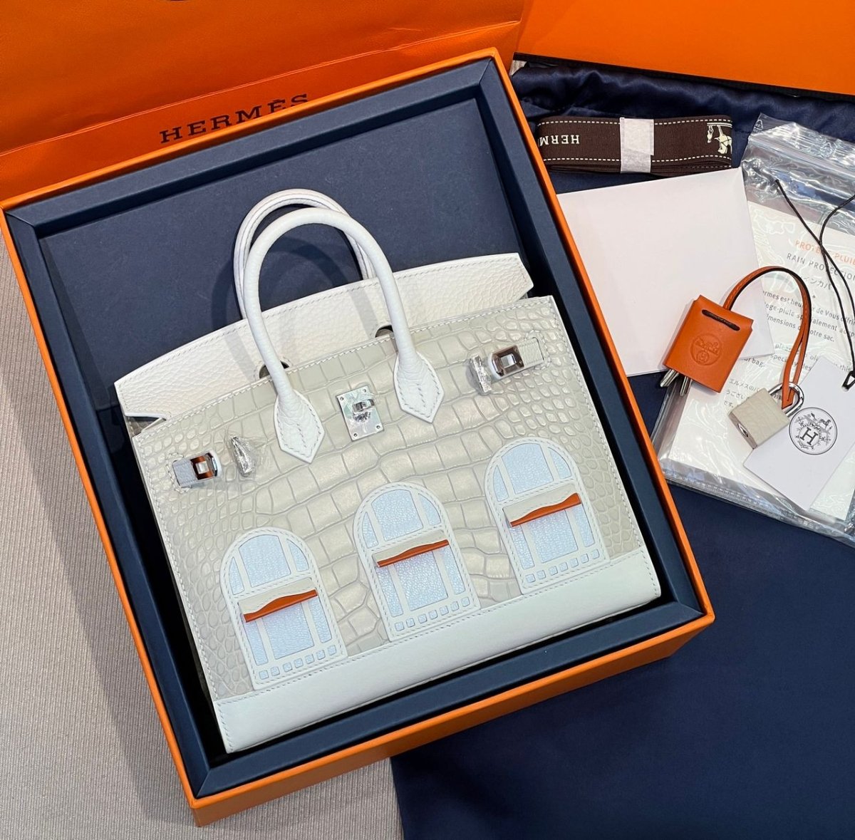 Classic Birkin 20 Sellier Faubourg Snow Handbag