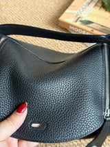 Classic Lindy Style Leather Handbag Silver Hardware