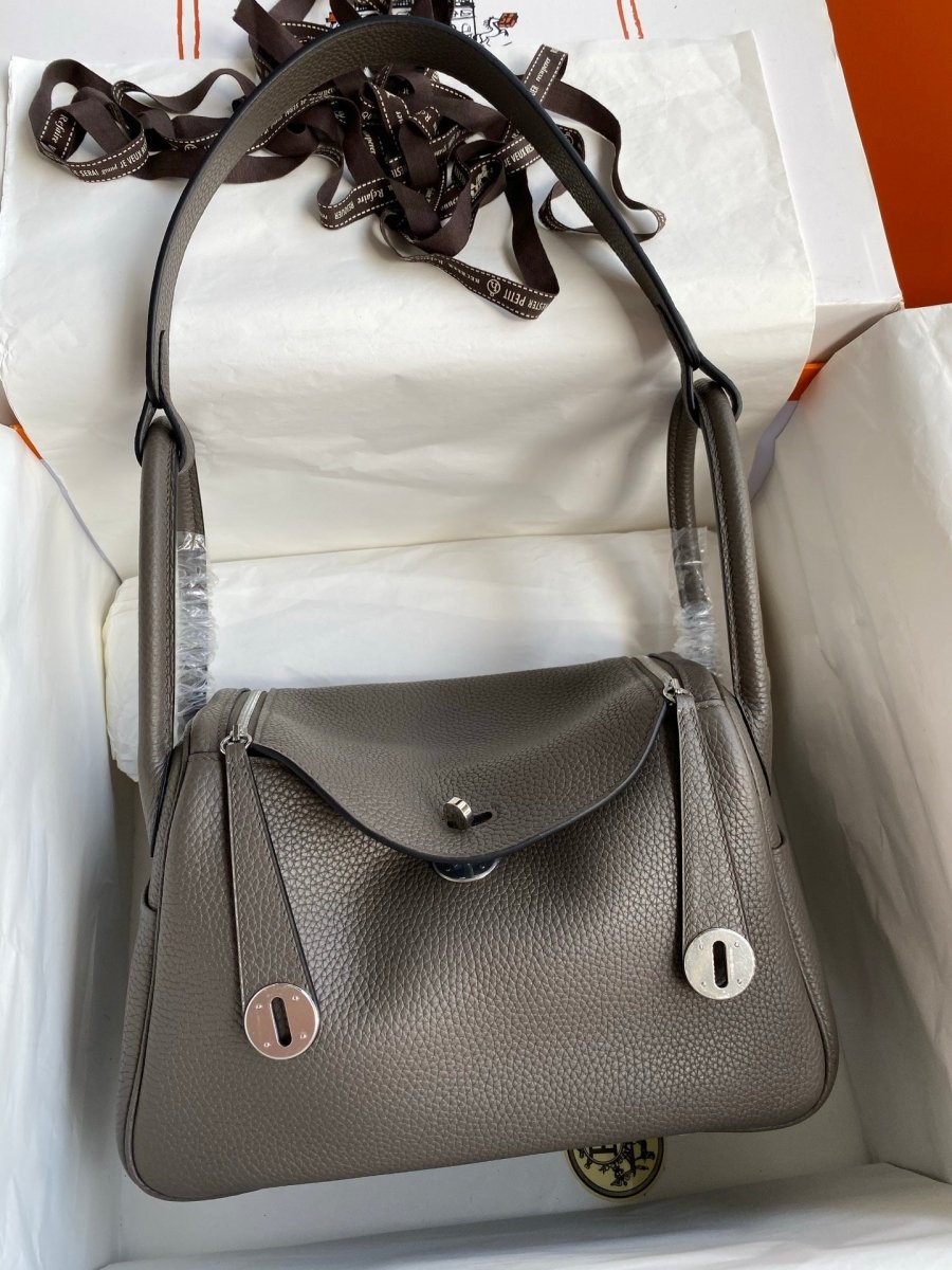 Classic Lindy Style Leather Handbag Silver Hardware