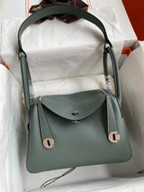 Classic Lindy Style Leather Handbag Silver Hardware