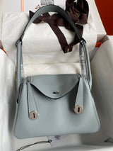 Classic Lindy Style Leather Handbag Silver Hardware