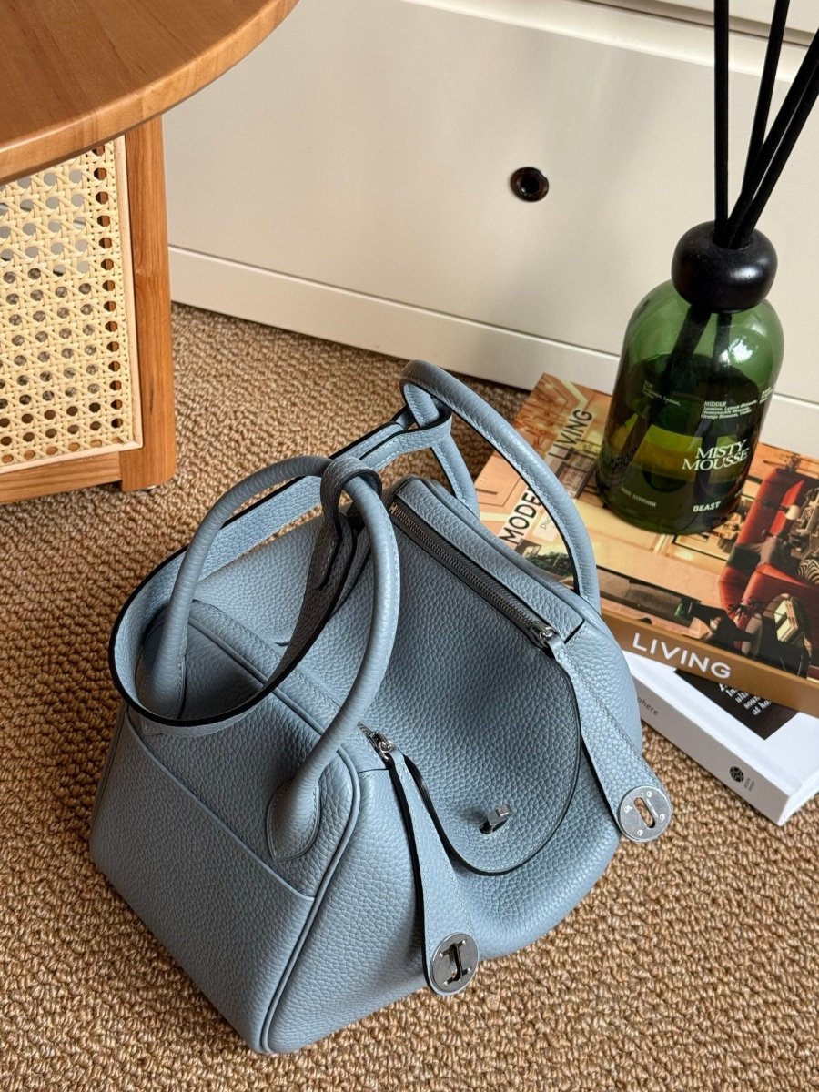 Classic Lindy Style Leather Handbag Silver Hardware