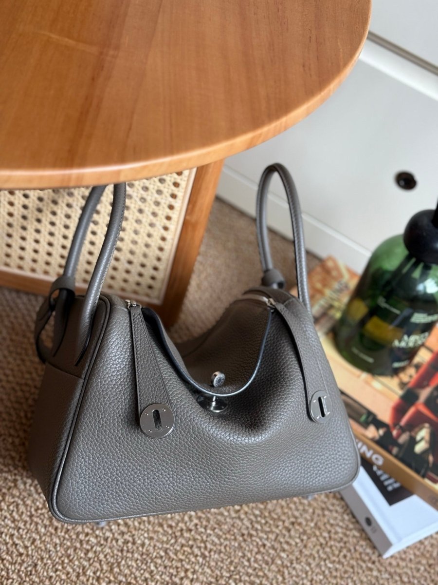 Classic Lindy Style Leather Handbag Silver Hardware