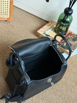 Classic Lindy Style Leather Handbag Silver Hardware