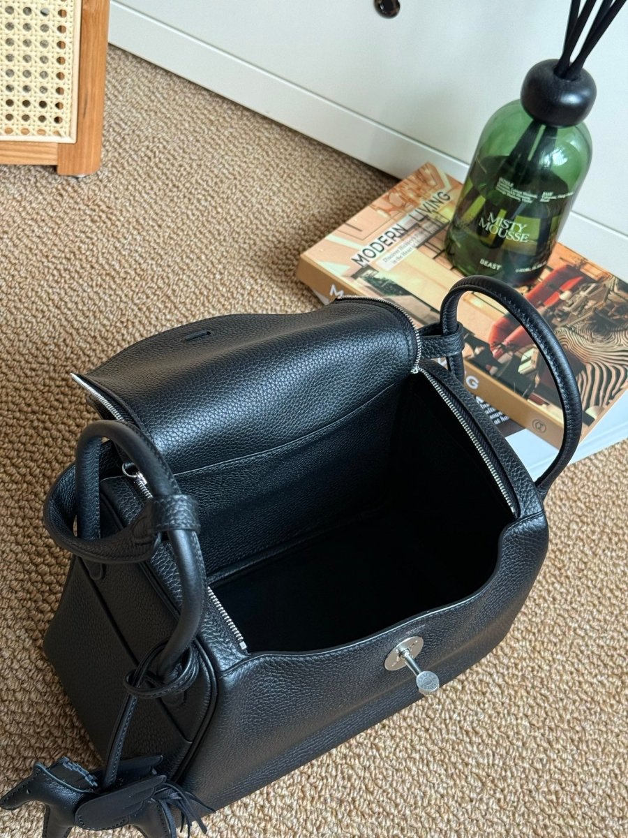 Classic Lindy Style Leather Handbag Silver Hardware