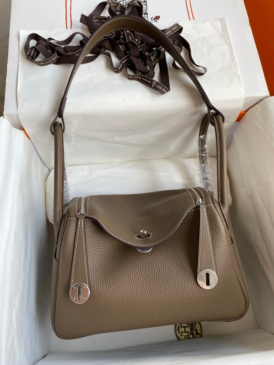 Classic Lindy Style Leather Handbag Silver Hardware