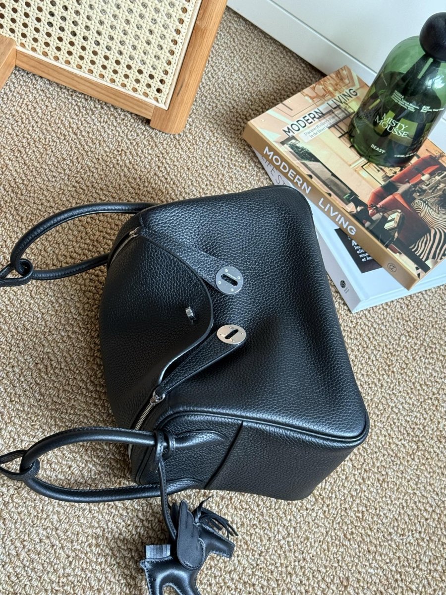 Classic Lindy Style Leather Handbag Silver Hardware