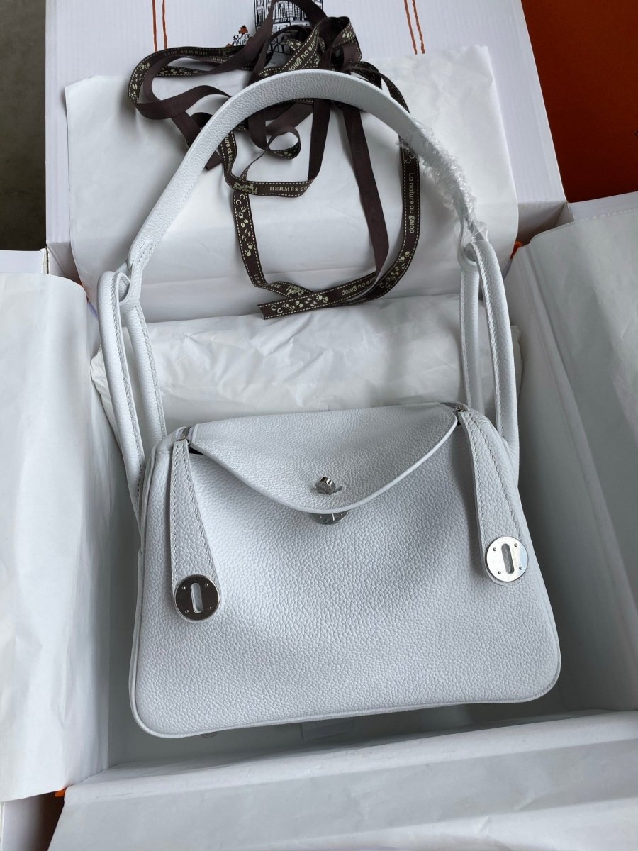 Classic Lindy Style Leather Handbag Silver Hardware