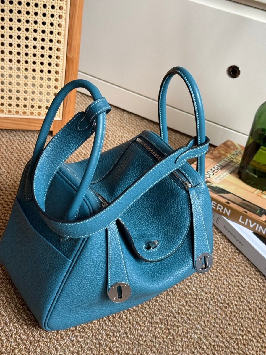 Classic Lindy Style Leather Handbag Silver Hardware