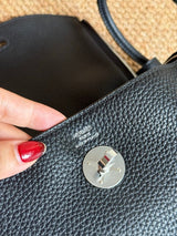 Classic Lindy Style Leather Handbag Silver Hardware