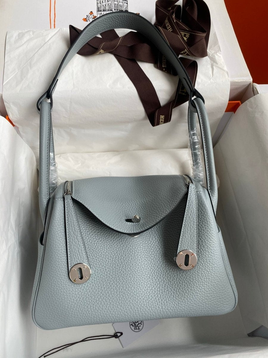 Classic Lindy Style Leather Handbag Silver Hardware
