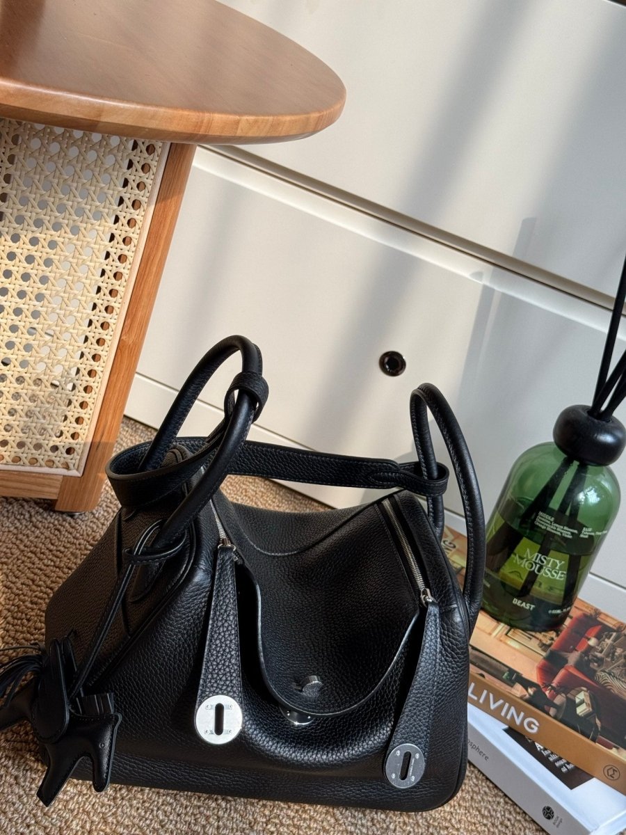 Classic Lindy Style Leather Handbag Silver Hardware