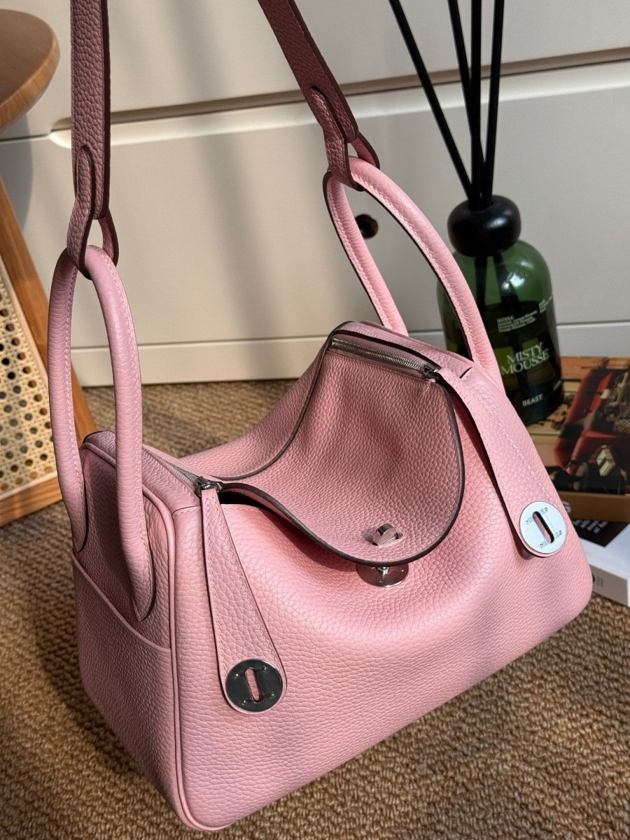 Classic Lindy Style Leather Handbag Silver Hardware