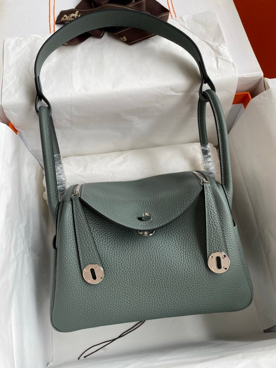 Classic Lindy Style Leather Handbag Silver Hardware