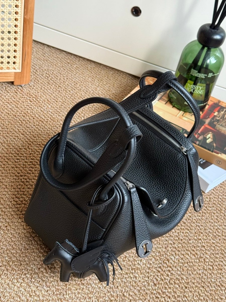 Classic Lindy Style Leather Handbag Silver Hardware