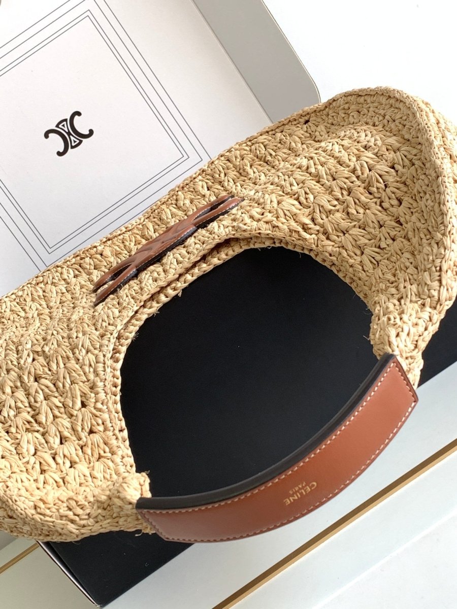 Classic Raffia Hobo Bag with Calfskin Trimx