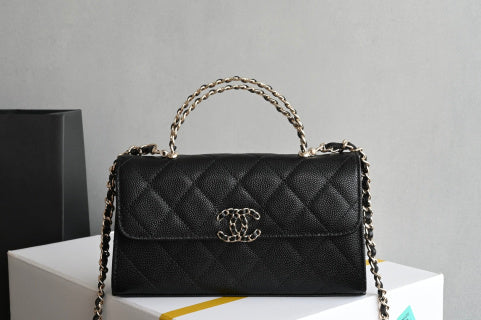 Elegant Top-Handle Mini Shoulder & Phone Bag Golden Hardware