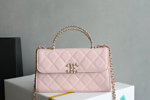 Elegant Top-Handle Mini Shoulder & Phone Bag Golden Hardware