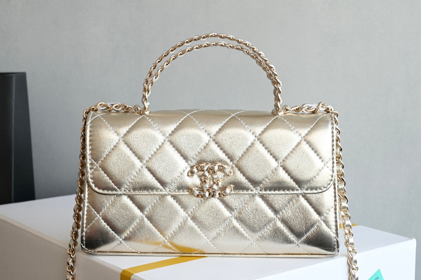 Elegant Top-Handle Mini Shoulder & Phone Bag Golden Hardware