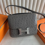 Constance 24 Ostrich Leather Bag – Dual Hardware Luxury Inspired