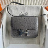 Constance 24 Ostrich Leather Bag – Dual Hardware Luxury Inspired
