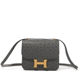 Constance 24 Ostrich Leather Bag – Dual Hardware Luxury Inspired