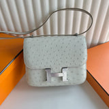 Constance 24 Ostrich Leather Bag – Dual Hardware Luxury Inspired