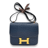 Constance 24 Ostrich Leather Bag – Dual Hardware Luxury Inspired